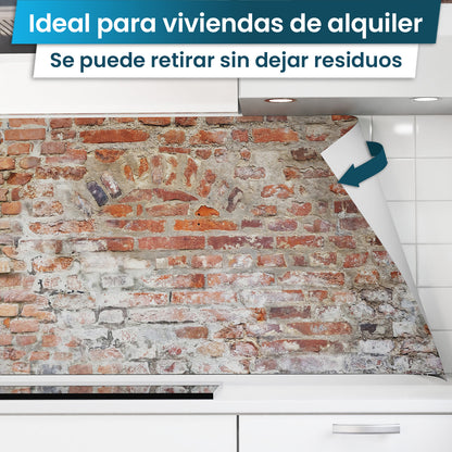 Revestimiento de cocina autoadhesivo - Ladrillo antiguo