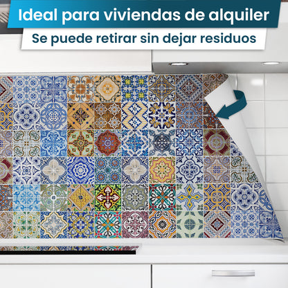 Revestimiento de cocina autoadhesivo - Mosaico colorido