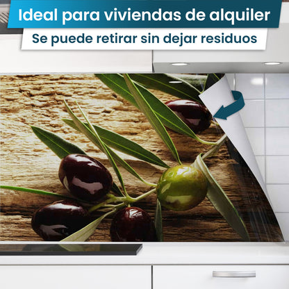 Revestimiento de cocina autoadhesivo - Aceitunas