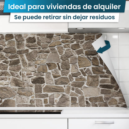 Revestimiento de cocina autoadhesivo - Muro de piedra