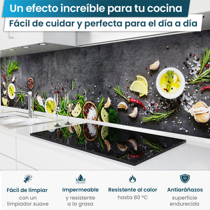 Revestimiento de cocina autoadhesivo - Tabla de Especias