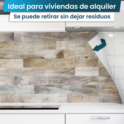 Revestimiento de cocina autoadhesivo - Tablas de Madera