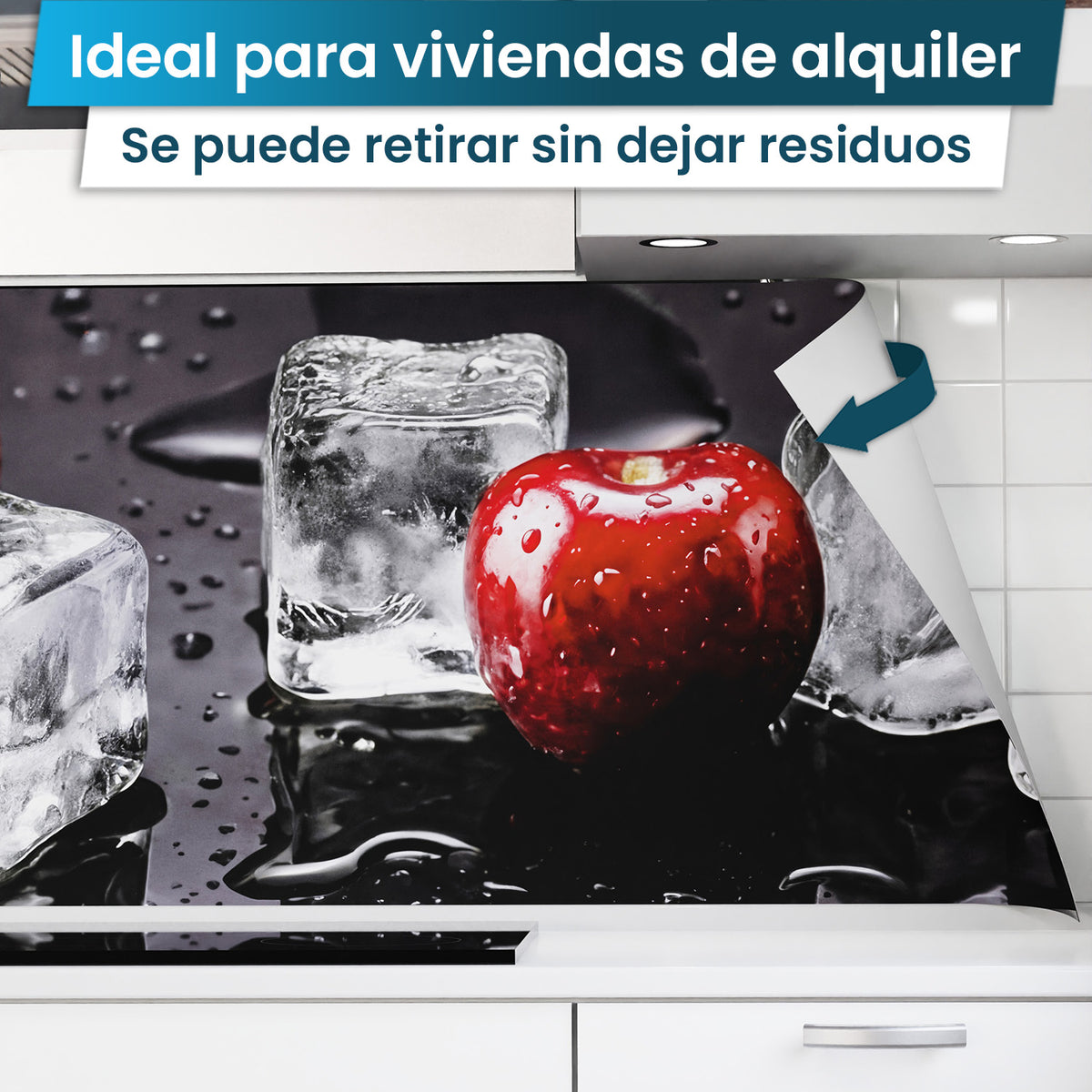Revestimiento de cocina autoadhesivo - Cerezas y Hielo