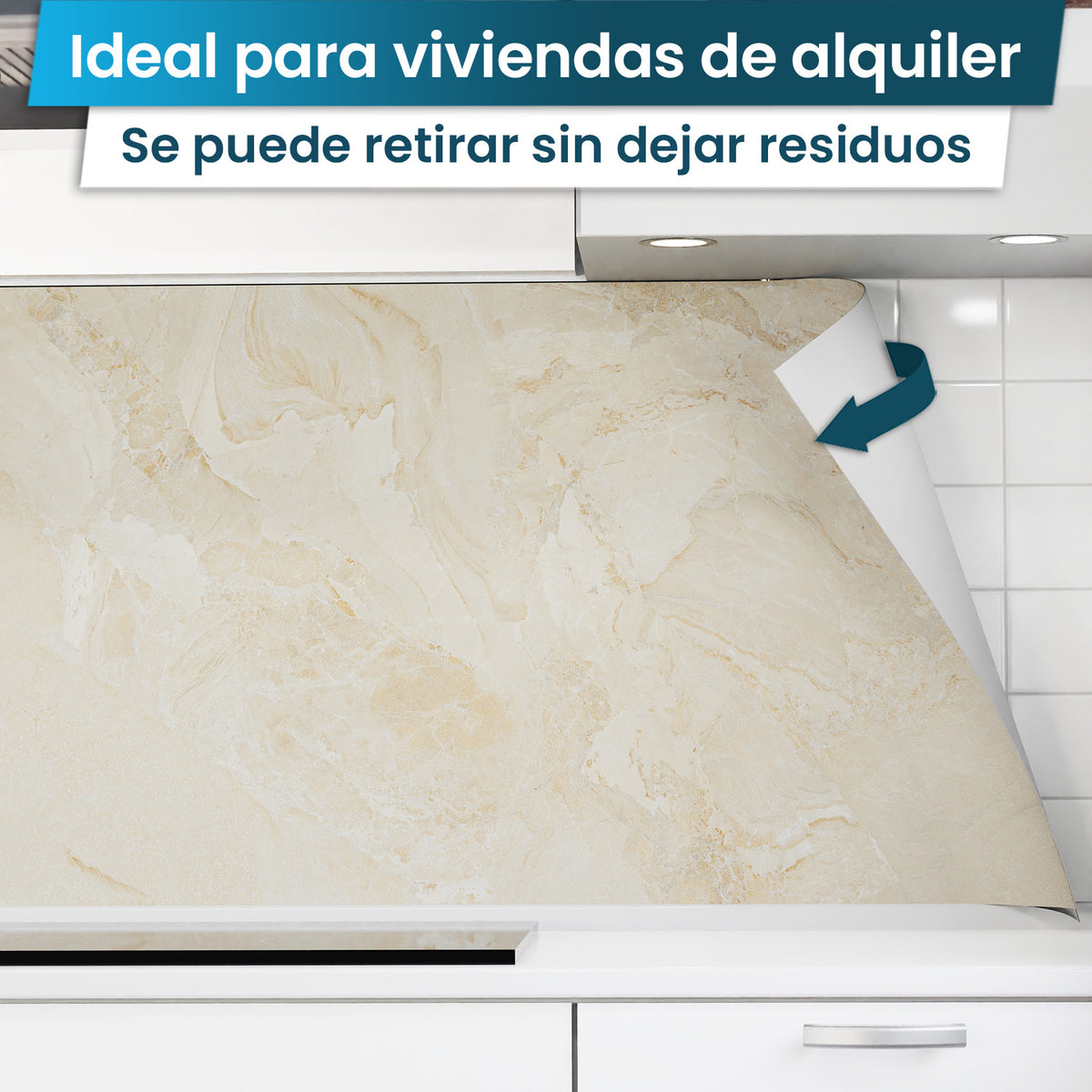 Revestimiento de cocina autoadhesivo - Mármol beige