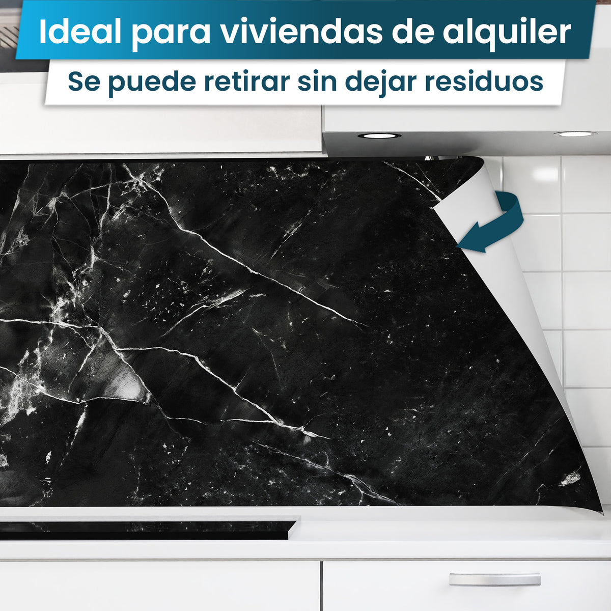 Revestimiento de cocina autoadhesivo - Mármol negro