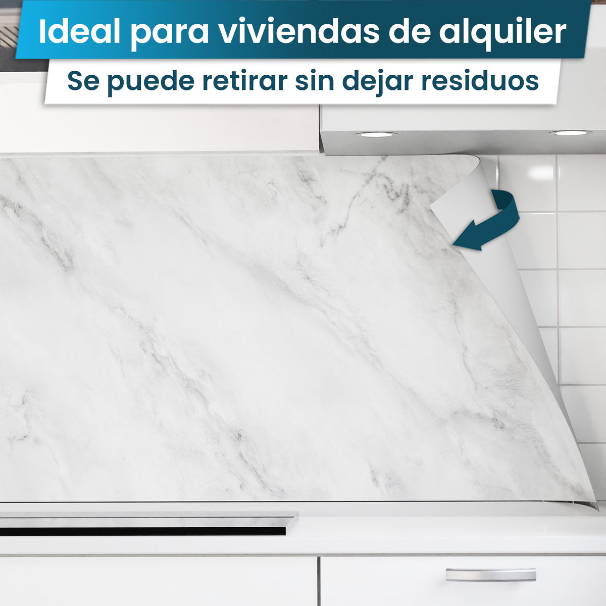 Revestimiento de cocina autoadhesivo - Mármol blanco