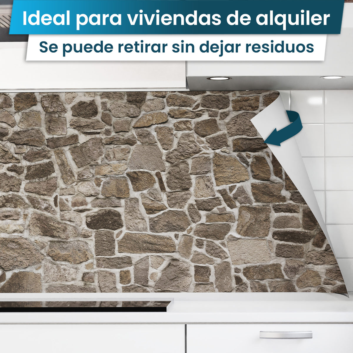 Revestimiento de cocina autoadhesivo - Muro de piedra