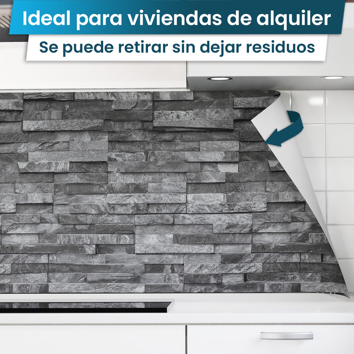 Revestimiento de cocina autoadhesivo - Pared de piedra