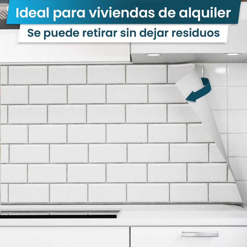 Revestimiento de cocina autoadhesivo - Azulejos blancos