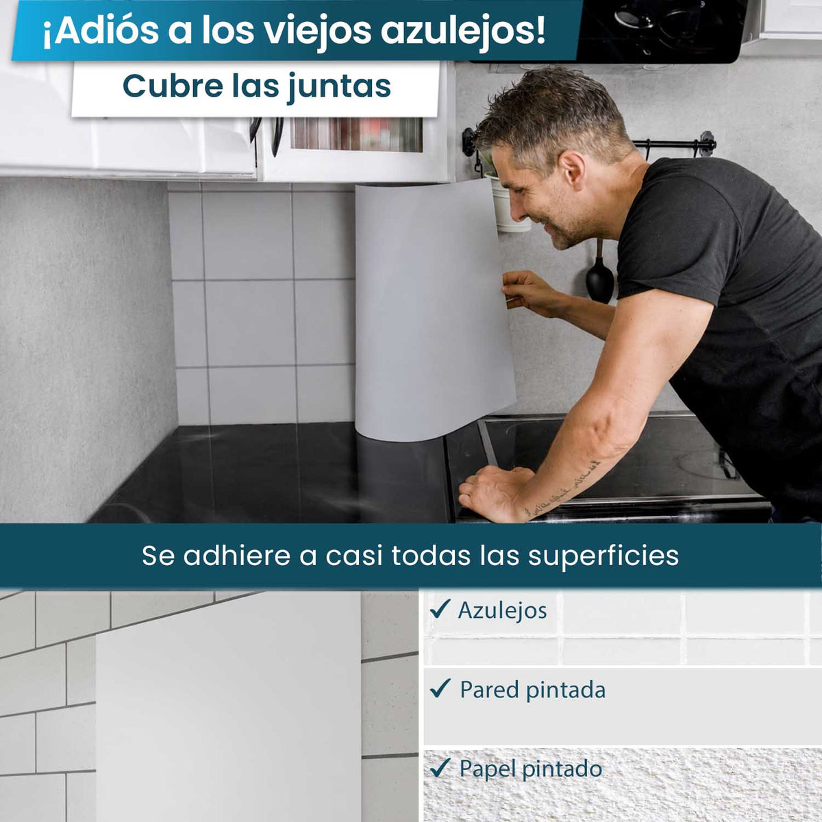 Revestimiento de cocina autoadhesivo - Blanco