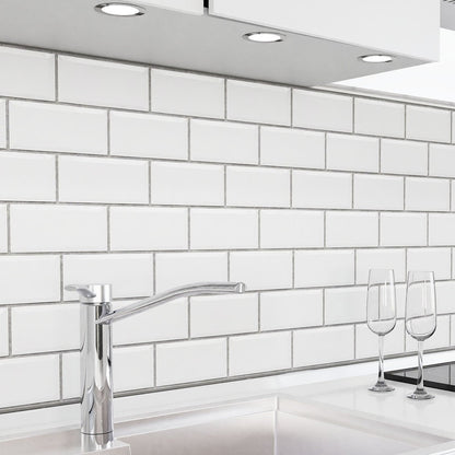 Revestimiento de cocina autoadhesivo - Azulejos blancos