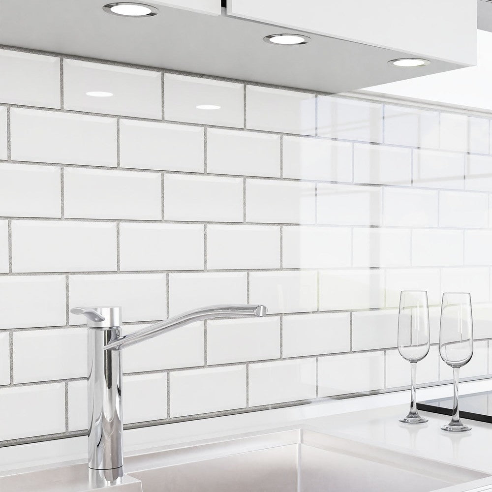 Revestimiento de cocina autoadhesivo - Azulejos blancos