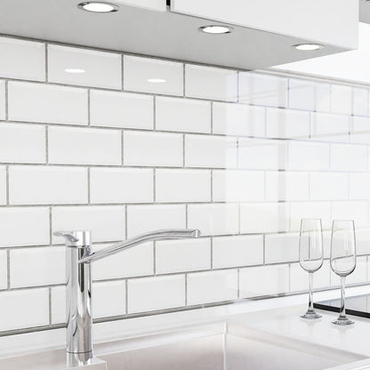 Revestimiento de cocina autoadhesivo - Azulejos blancos