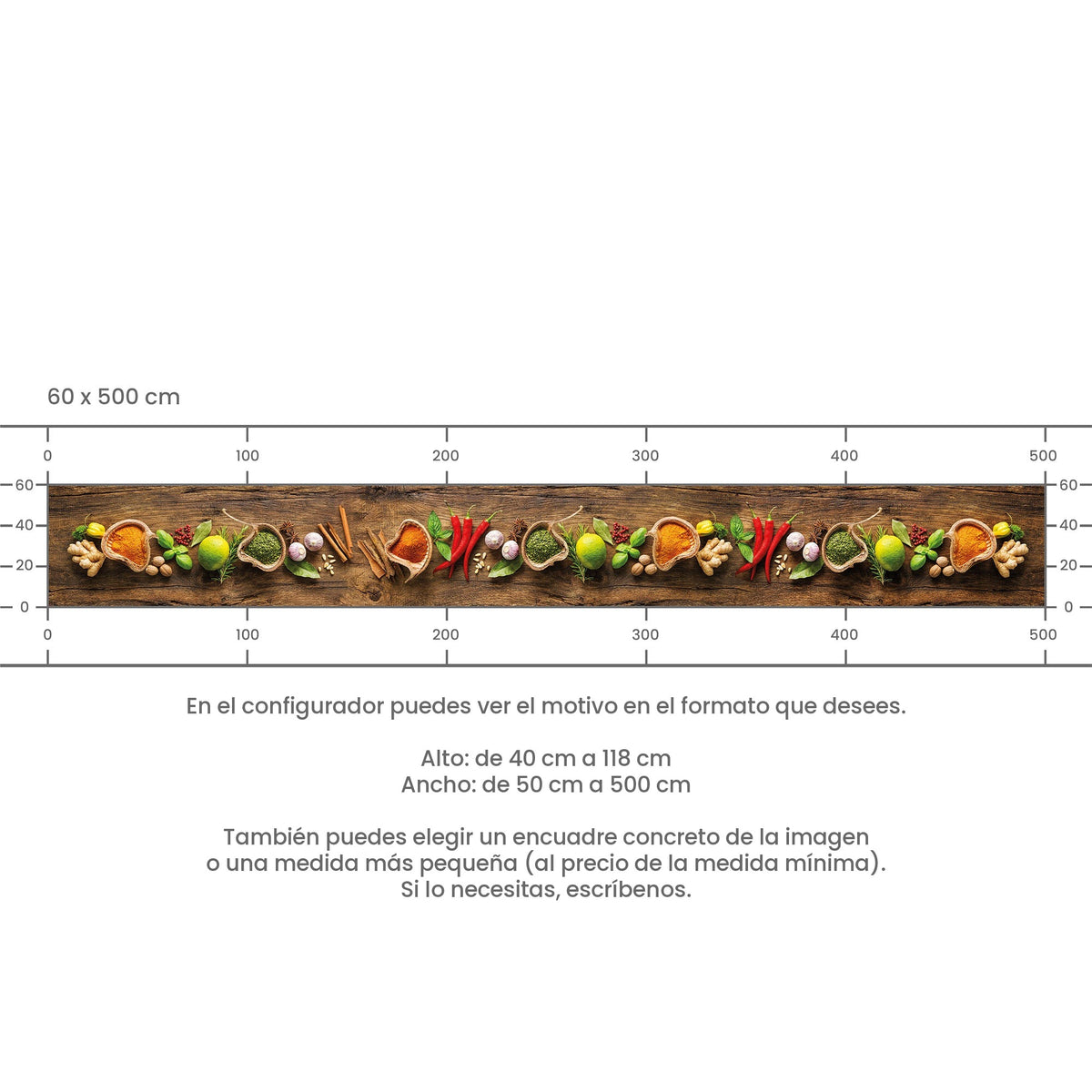 Revestimiento de cocina autoadhesivo - Especias en Madera