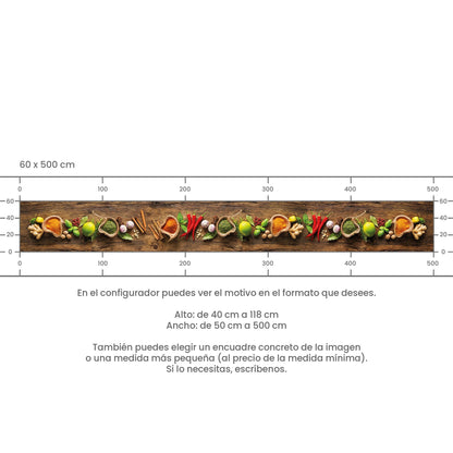 Revestimiento de cocina autoadhesivo - Especias en Madera