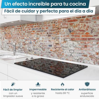 Revestimiento de cocina autoadhesivo - Ladrillo antiguo