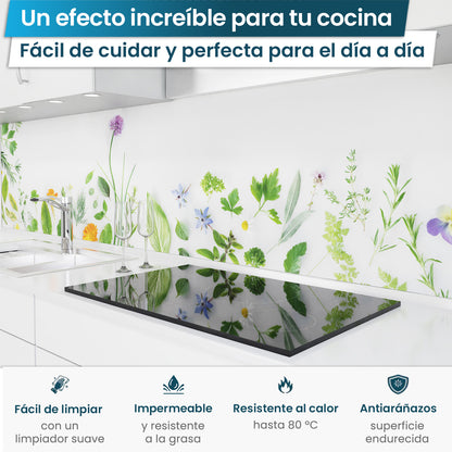Revestimiento de cocina autoadhesivo - Flores y Hierbas