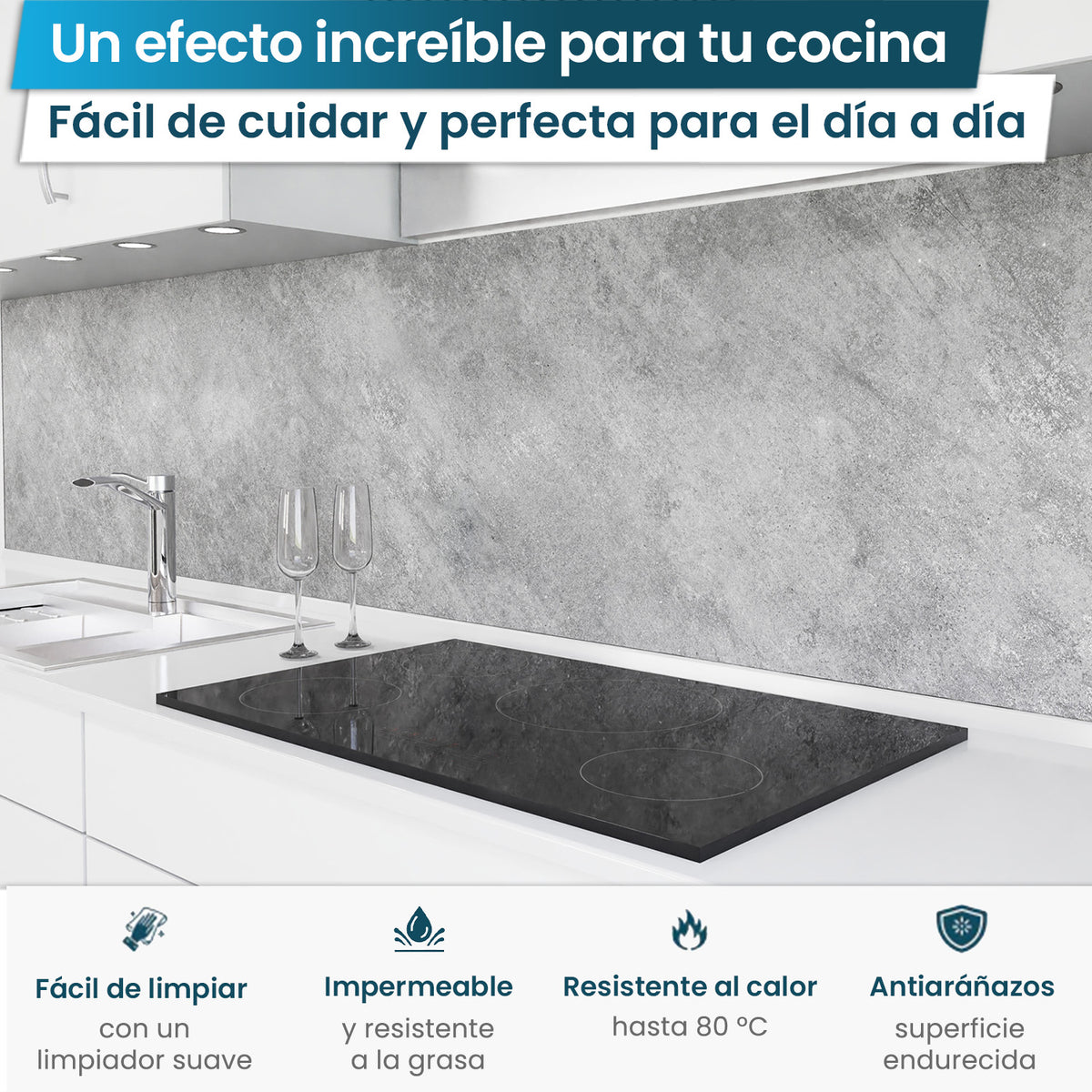 Revestimiento de cocina autoadhesivo - Piedra Gris