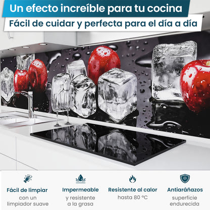Revestimiento de cocina autoadhesivo - Cerezas y Hielo