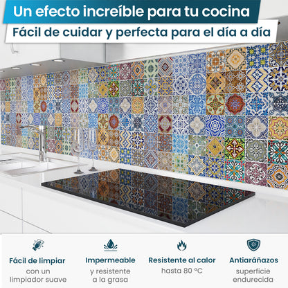 Revestimiento de cocina autoadhesivo - Mosaico colorido