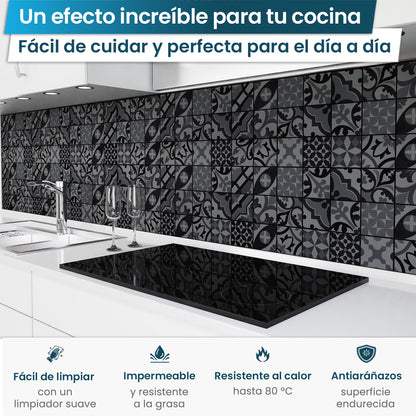 Revestimiento de cocina autoadhesivo - Mosaico oscuro