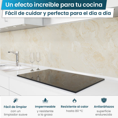 Revestimiento de cocina autoadhesivo - Mármol beige