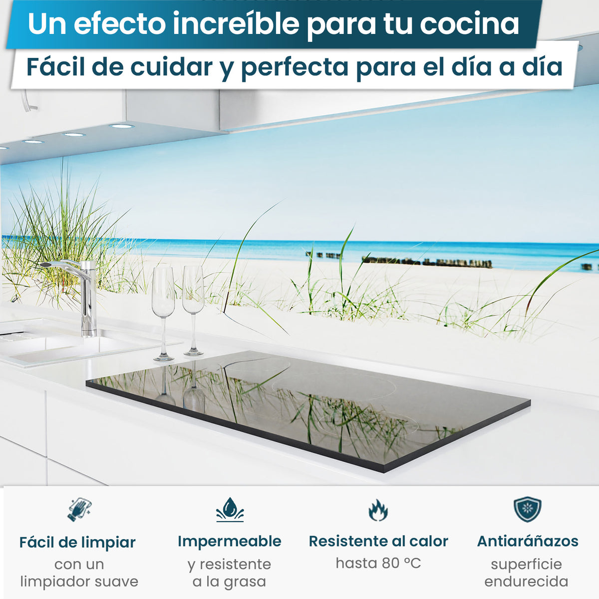 Revestimiento de cocina autoadhesivo - Playa Báltica