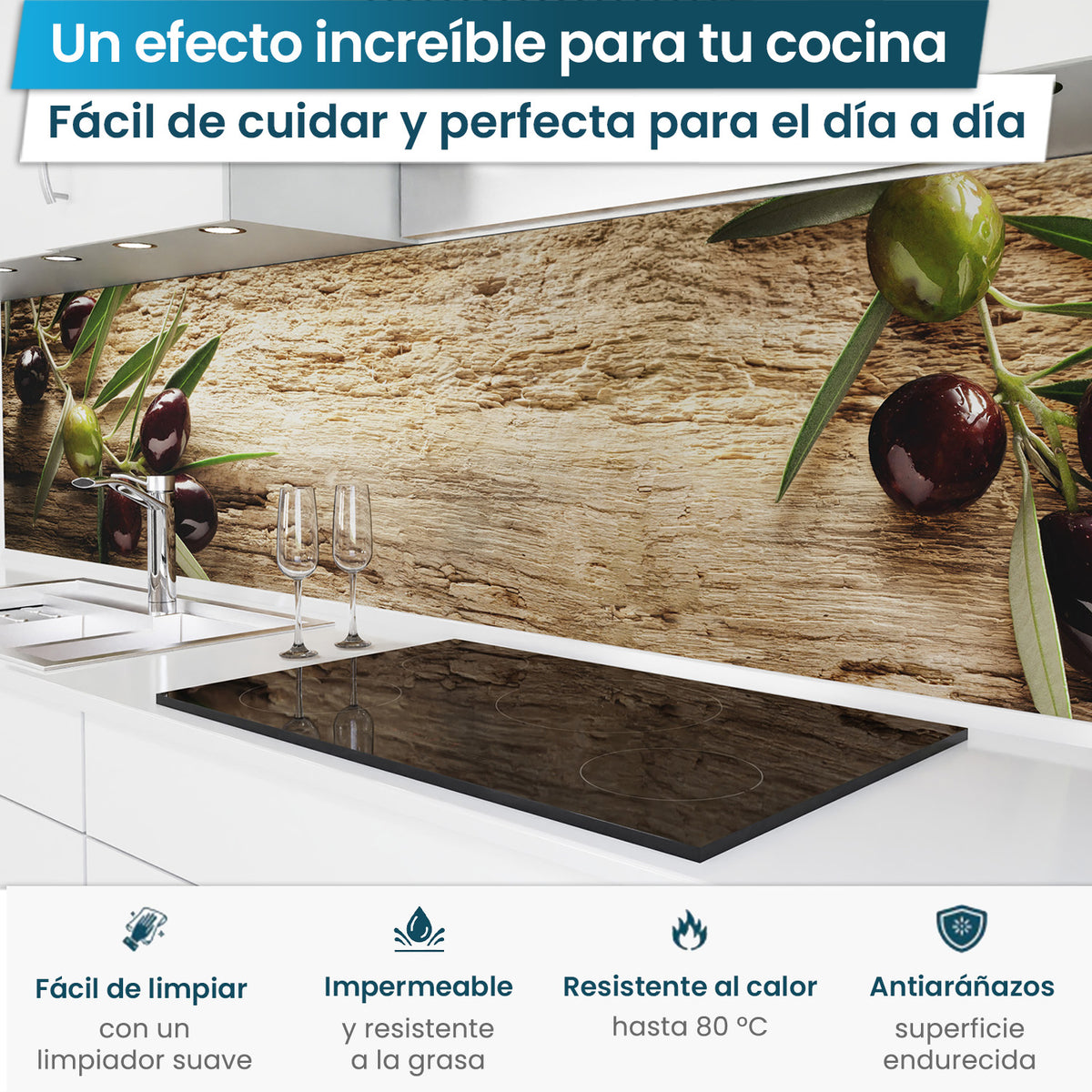 Revestimiento de cocina autoadhesivo - Aceitunas