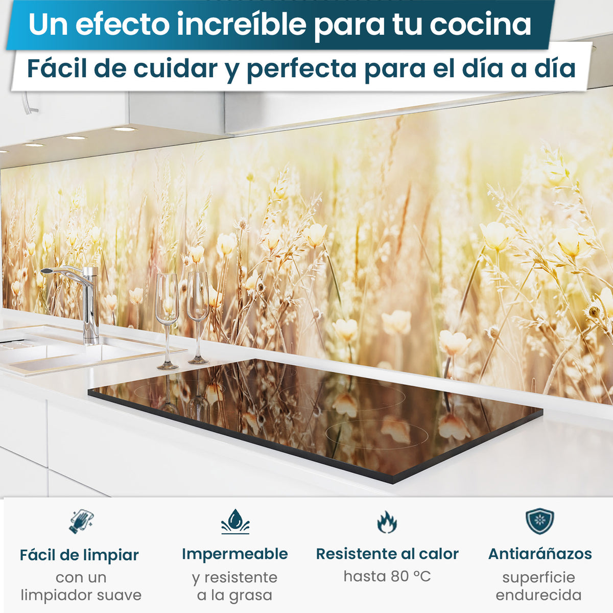Revestimiento de cocina autoadhesivo - Flores de Verano