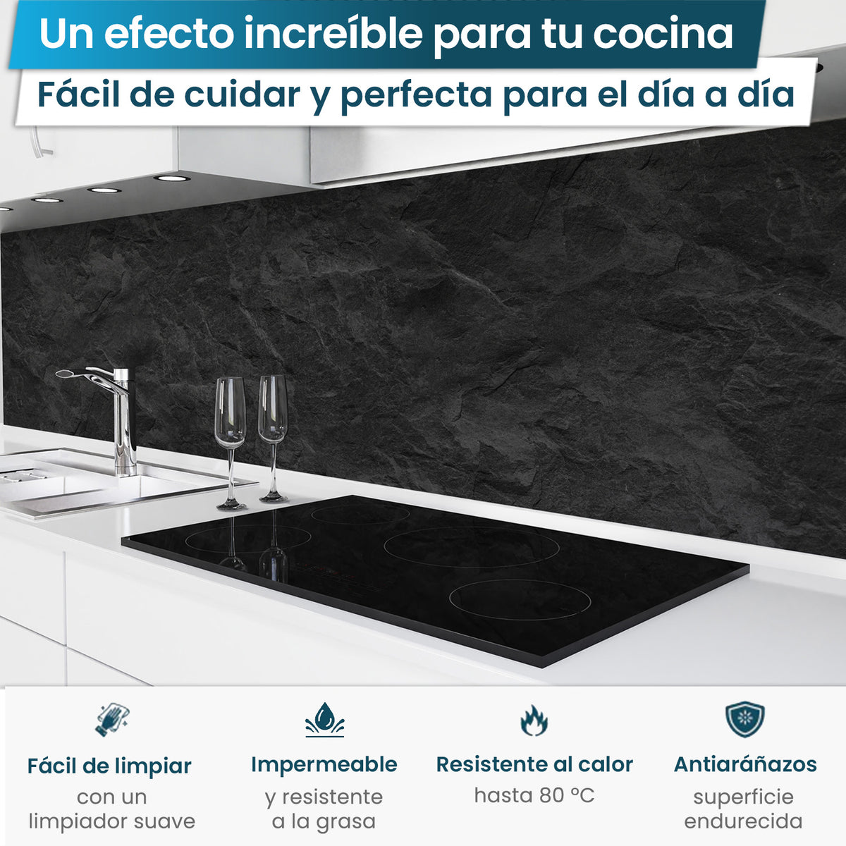 Revestimiento de cocina autoadhesivo - Pizarra