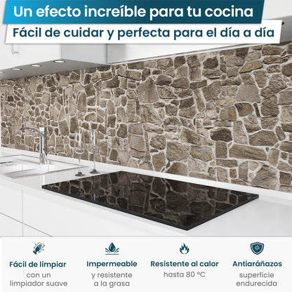 Revestimiento de cocina autoadhesivo - Muro de piedra