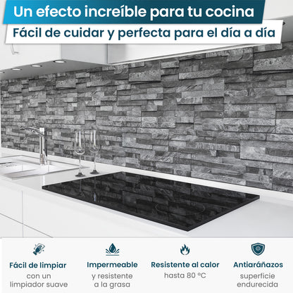 Revestimiento de cocina autoadhesivo - Pared de piedra