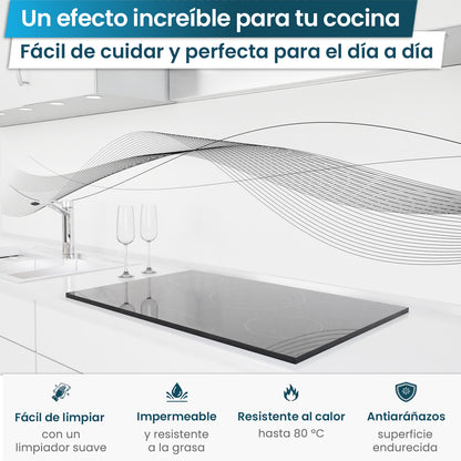 Revestimiento de cocina autoadhesivo - Líneas Onduladas