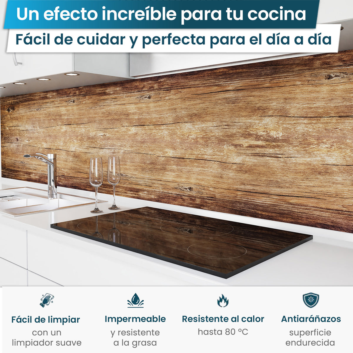 Revestimiento de cocina autoadhesivo - Nogal