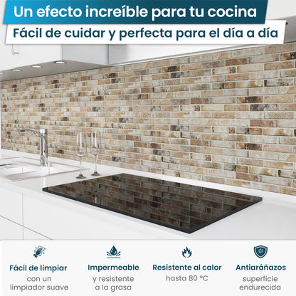 Revestimiento de cocina autoadhesivo - Ladrillos
