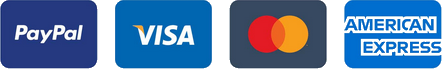 Métodos de pago: PayPal, Visa, Mastercard, American Express